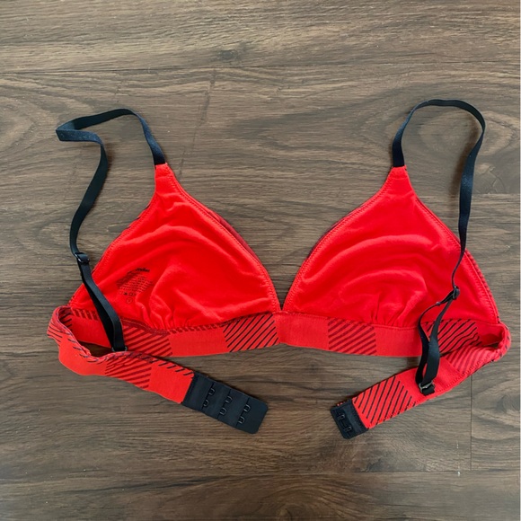 MeUndies FeelFree Triangle Bralette Buffalo Plaid Red and Black Print Size S - Picture 6 of 8